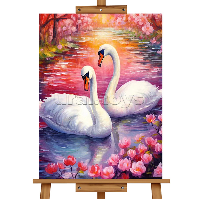 Набор для рисования "Картина по номерам 40*50 см. Лебеди"