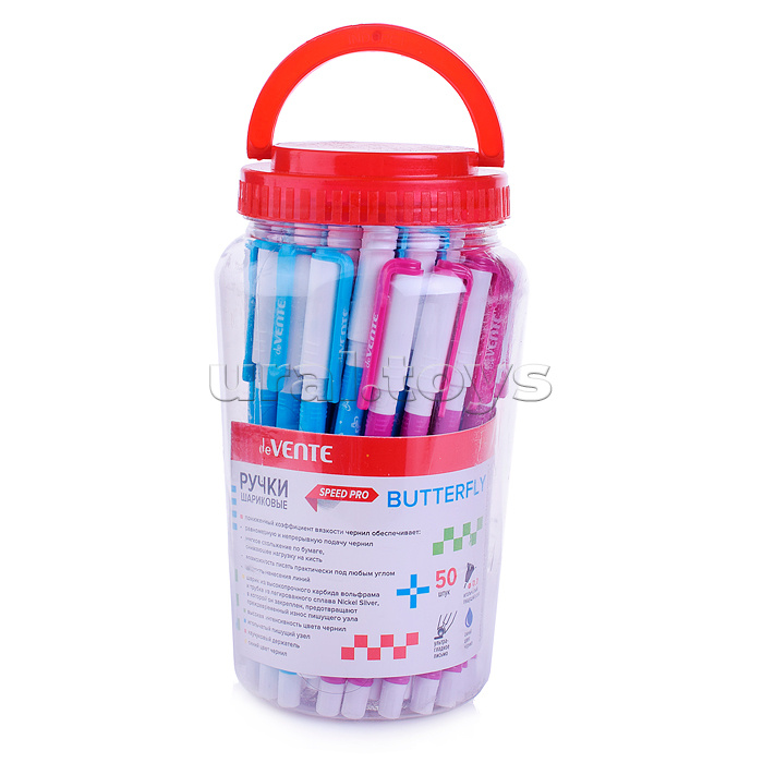 Ручка шариковая "Butterfly" серия Speed Pro, d=0,7 мм, ультра гладкое письмо, чернила на масляной основе, игольчатый пишущий узел, цветной корпус с пластиковым держателем, цвета корпуса ассорти, сменный стержень, индивидуальная маркировка, синяя
