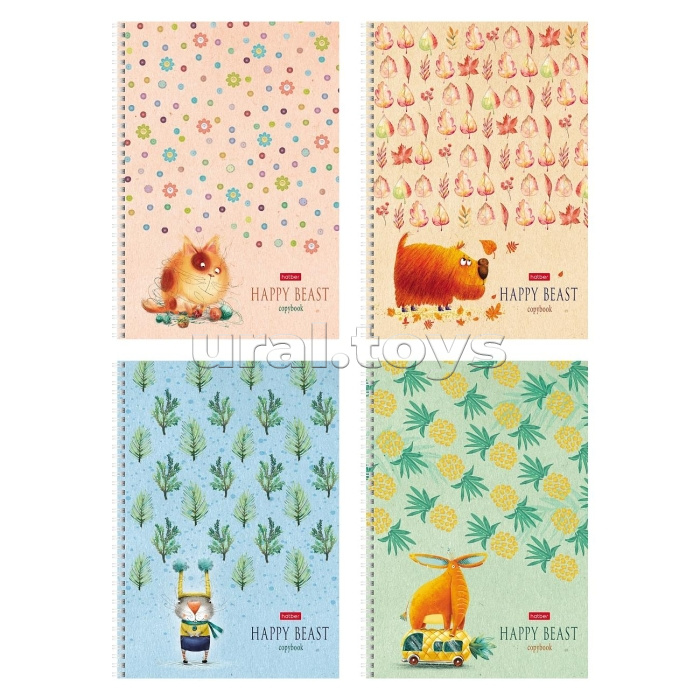 Тетрадь 80л. А4 клетка "Счастливчики" на гребне многоуровневая перфорация 4 диз.в блоке