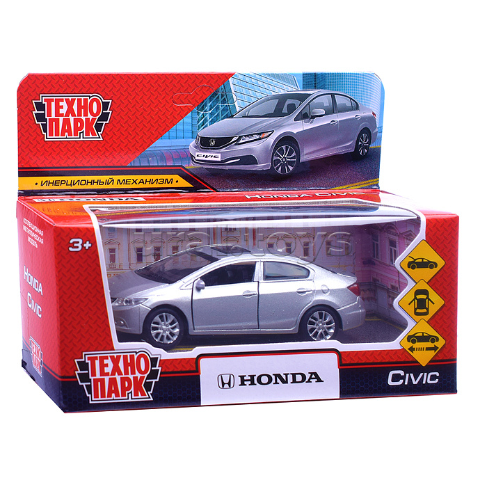 Машина металл Honda Civic, 12см, (открыв. двери, серебристый) инерц, в коробке