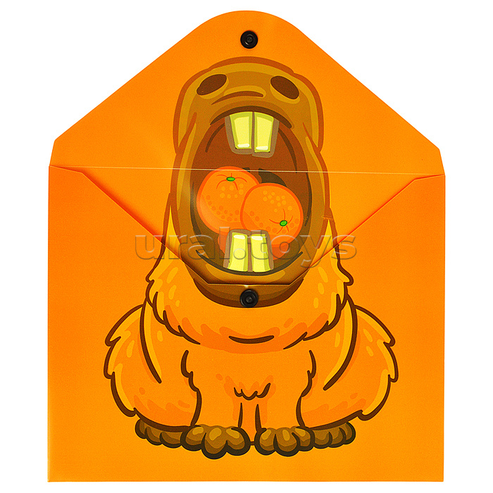 Папка-конверт на кнопке А5, пластик, "Капибара" 180 мкм, двусторонняя печать