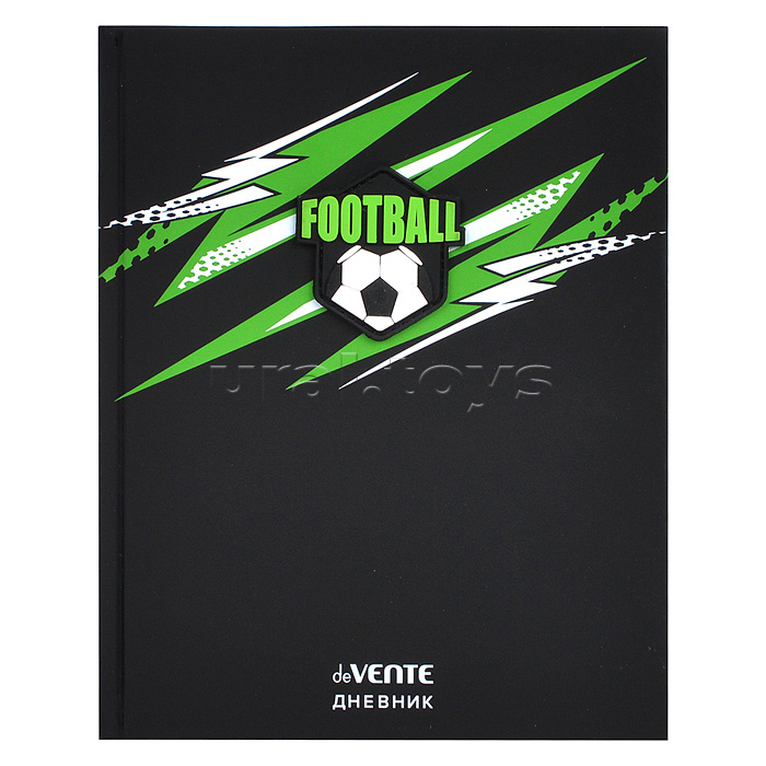 Дневник "Football Game" универсальный блок, 48 листов, белая бумага 80 г/м², печать в 1 краску, твердая обложка из искусственной кожи, шелкография, цветная объемная аппликация rubber patch, 1 ляссе