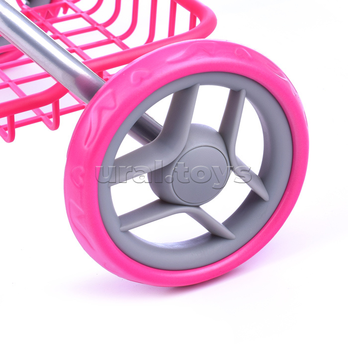 Коляска для кукол, металлическая, складная, прогулочная с капюшоном, с сумкой и корзиной , цве