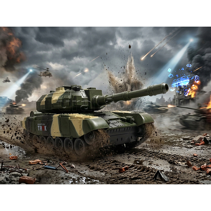 Танк "Водная атака" (свет, звук, водяные бомбочки) р/у, 27 MHz, в коробке