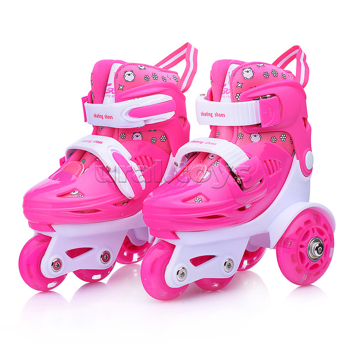 Ролики детские размер S, розово-белые