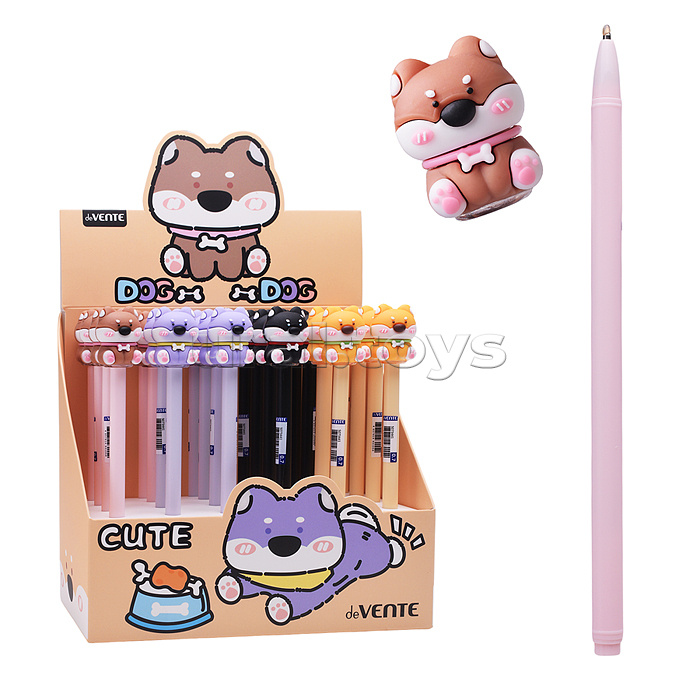 Ручка шариковая подарочная "Doggy" с декоративным элементом, d=0,7 мм, ультра гладкое письмо, чернила на масляной основе, сменный стержень, индивидуальная маркировка, в картонном дисплее, синяя, ассорти 4 дизайна