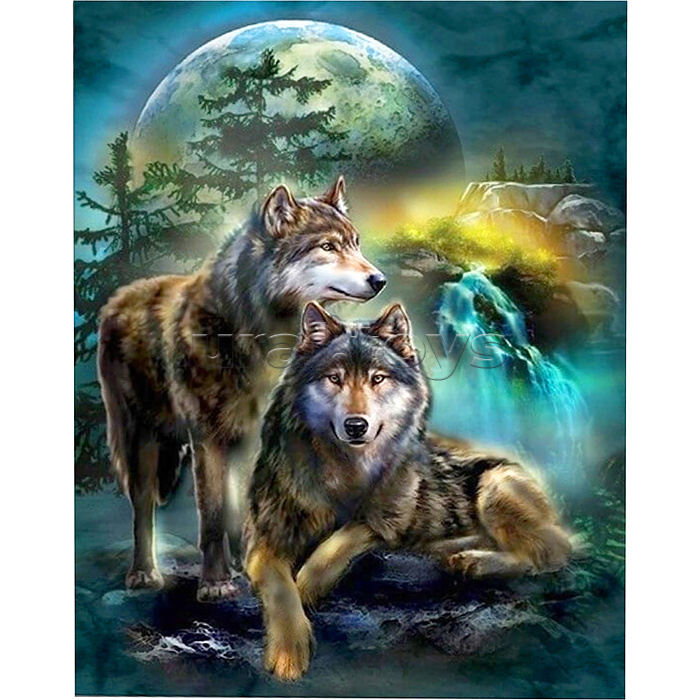 Картина по номерам 40х50 "Семья волков" (26 цветов)