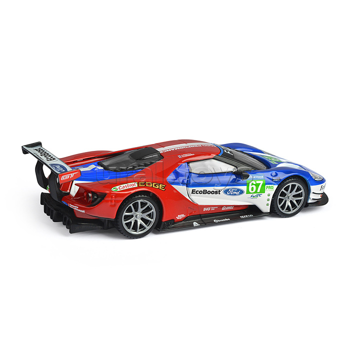 Гоночная машинка die-cast 2017 FORD GT, 1:32, красно-синяя