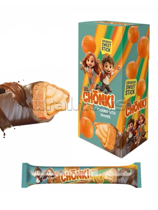 Хрустящие сладкие палочки "Chonki" со вкусом апельсина 20г 20шт