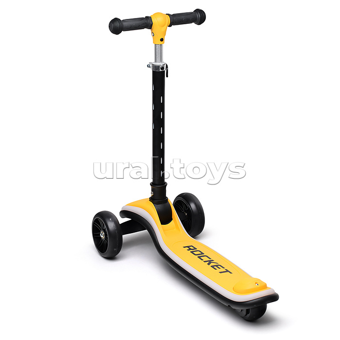 Самокат трёхколёсный ROCKET светящиеся колеса PU, дека, рулевая стойка, цвет жёлто-чёрный