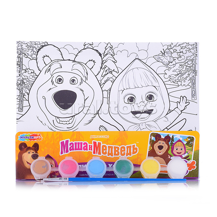 Холст для росписи 15*20 см. "Маша и Медведь"