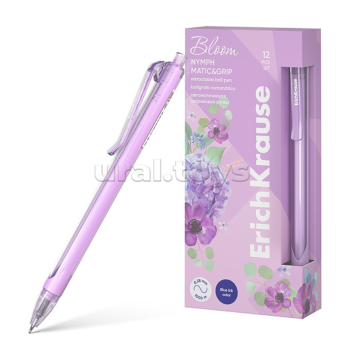 Ручка шариковая автоматическая Nymph Matic Pastel Bloom 0.7, цвет чернил синий