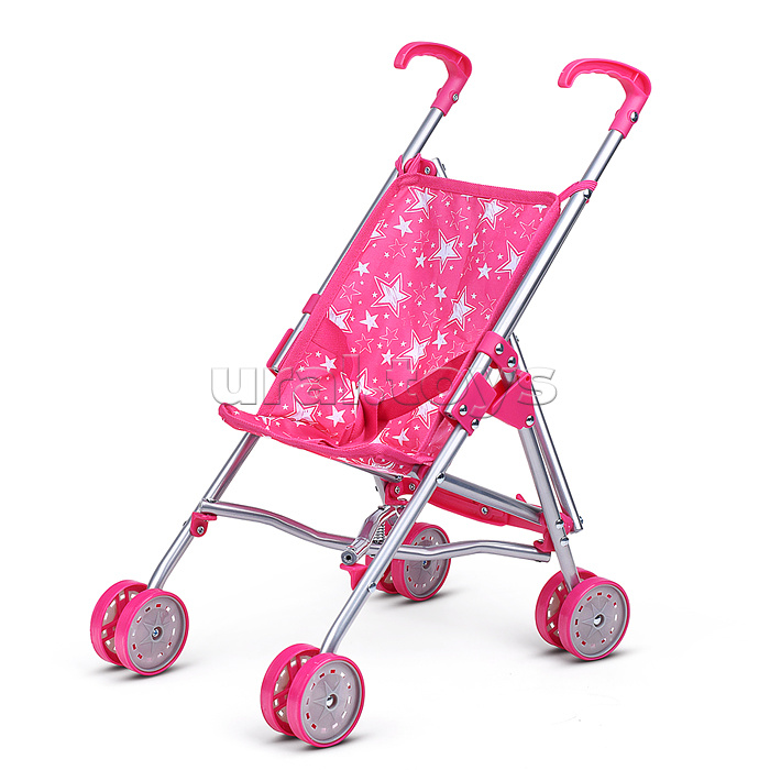 Коляска для кукол 5 в1 принт: звезды на розовом