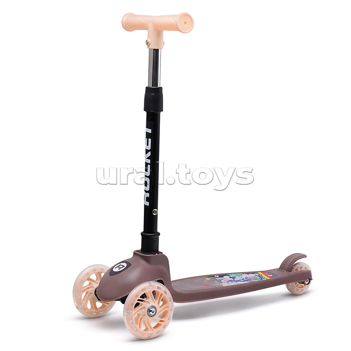 Самокат трёхколёсный ROCKET колёса PU, цвет коричневый