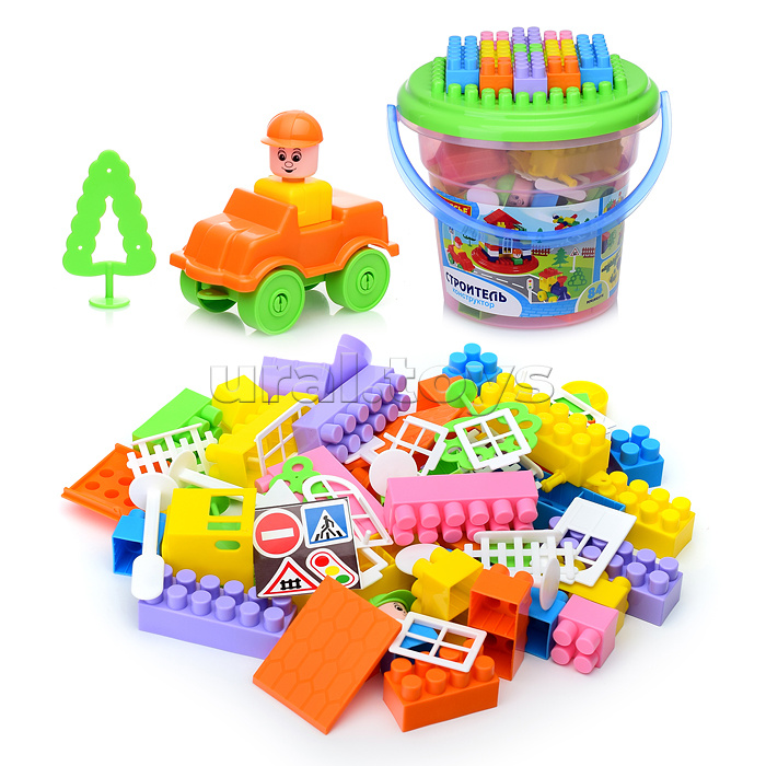 Конструктор "Строитель" (84) в ведре "Макси" с крышкой