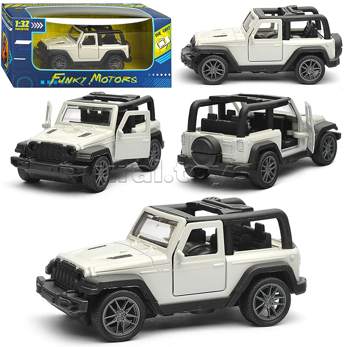 Белая инерционная машинка Джип Сафари die-cast,1:32, открывающиеся двери