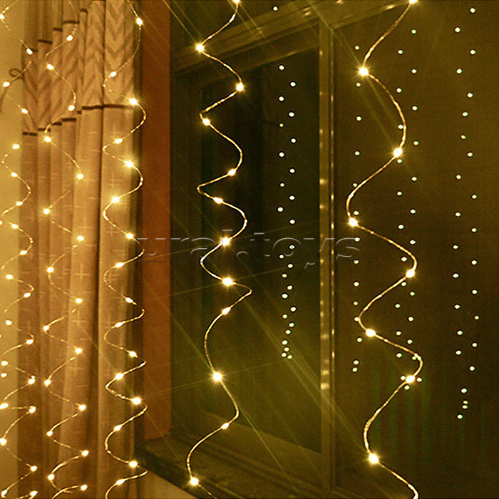 Электрогирлянда-занавес Роса, 3*3м, 300 ламп, USB, пульт, теплый