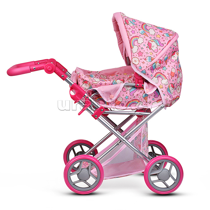 Коляска для кукол, металлическая, складная, с сумкой-переноской, корзиной и складным козырьком