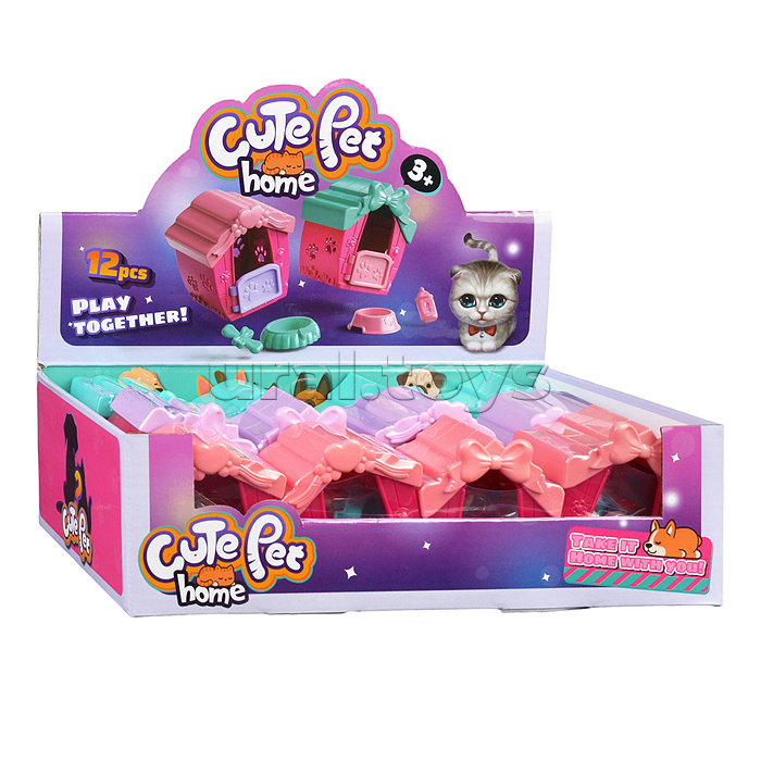 Набор питомцы "Мой котенок" с домиком, в коробке ( в ассортименте)