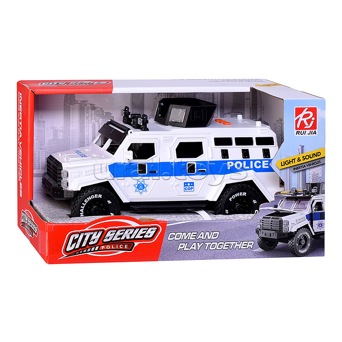 Машина "Бронеавтомобиль полиции" (свет, звук) цвет белый, в коробке