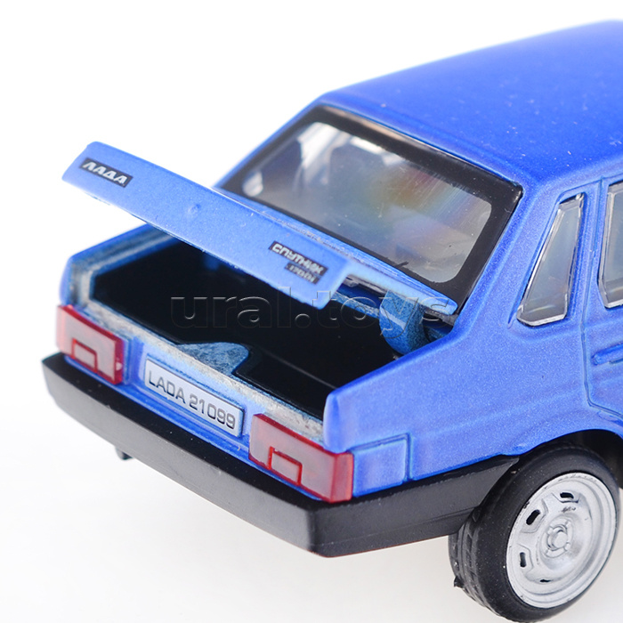 Машина металл. ВАЗ-21099 "Спутник", 12 см, (двери, багаж, синий) в коробке