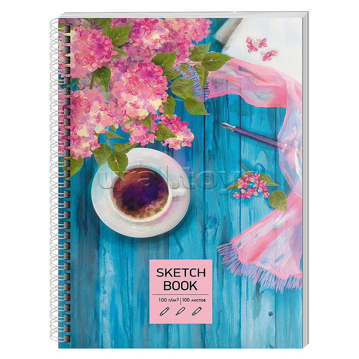 Скетчбук 100л. "Sketchbook. Весеннее утро" А5 евроспираль, тв. обл, мат. ламин, бумага–офсет 100г/м2, белая, без линовки