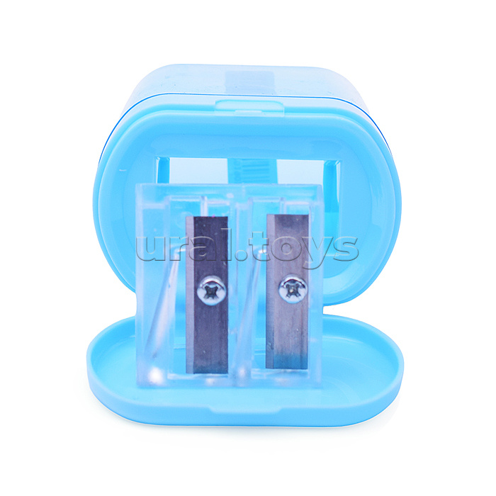 Точилка для карандашей "Pastel" 2 отверстия разных диаметров, с контейнером, пластмассовая, в пластиковой тубе, ассорти с индивидуальной маркировкой