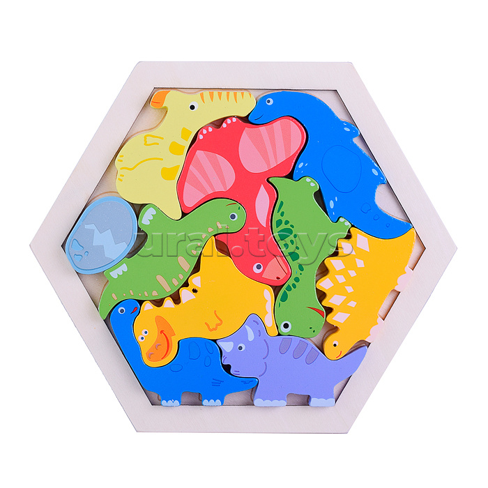 Пазл-вкладыш "Дружные динозаврики"