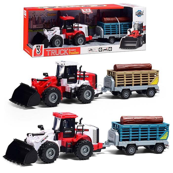 Машина "Трактор-тягач" 1:43 (свет,звук) в коробке