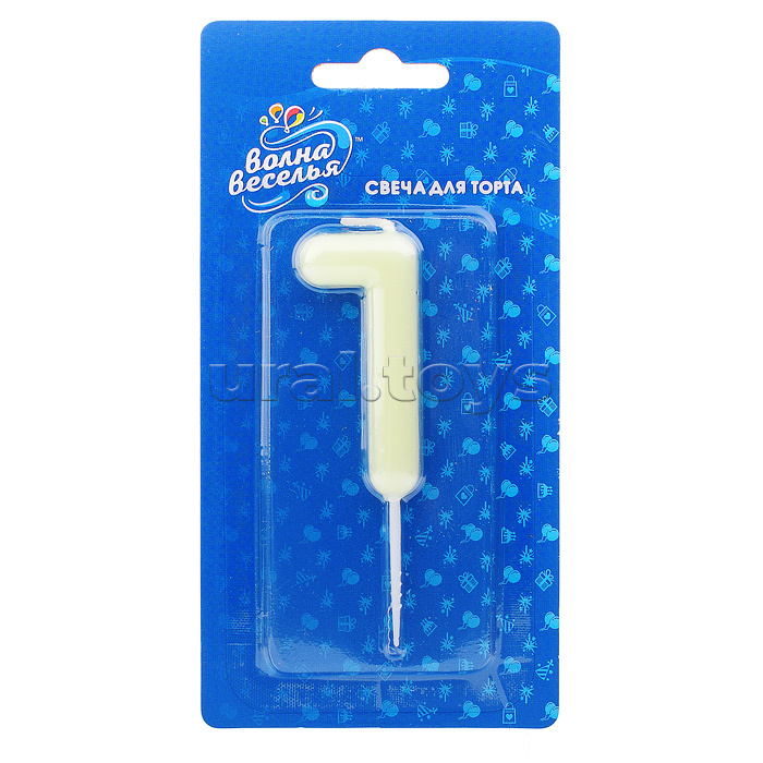 Свеча Цифра, 1 Люминесцентная, Флуор, 3,5*8,5 см, 1 шт. с держателем