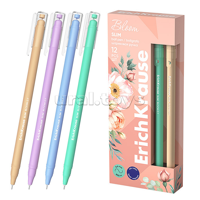 Ручка шариковая Slim Stick Pastel Bloom 0.7, цвет чернил синий