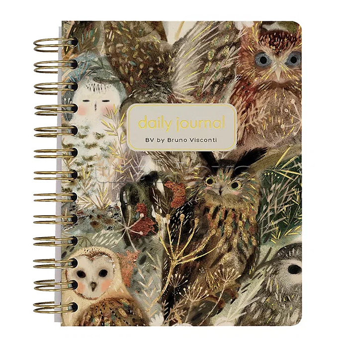 Ежедневник на золотом гребне «Cute Diary» А6, Bv, 136 л, "Black&Whitе А6, BV,136 л, "Волшебные совы"