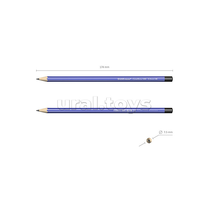 Чернографитный шестигранный карандаш Grafica 100 HB