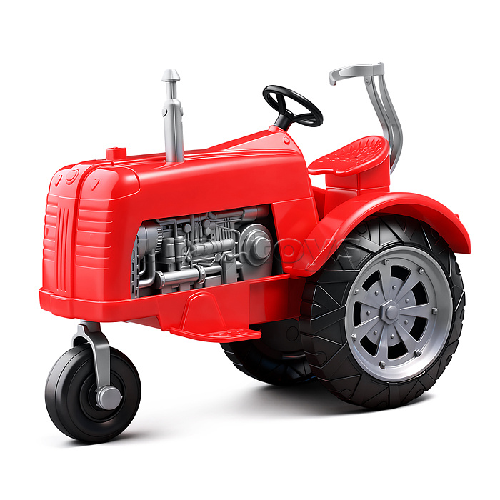 Трактор "Ферма" с фруктами и овощами, в коробке