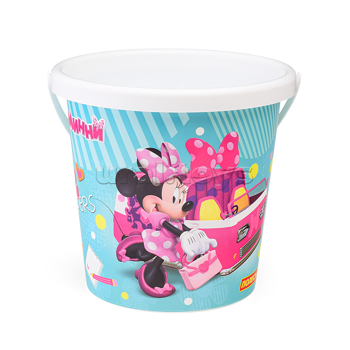 Набор Disney «Минни» №12: ведро с наклейкой, ситечко "Солнышко", лопатка №5, грабельки №5, 2 формочки, лейка №10