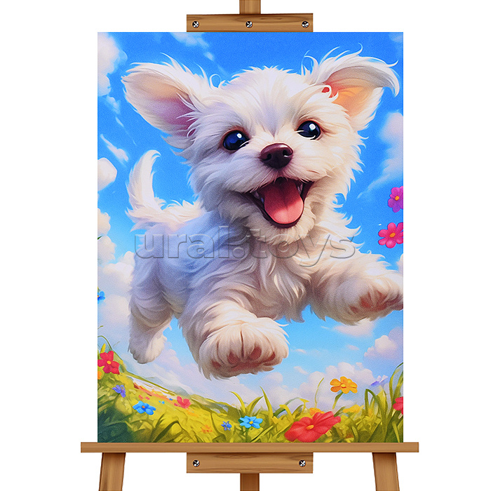 Мозаика алмазная "Счастливый щеночек" 30*40см.