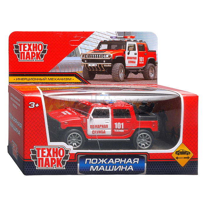 Машина металл Внедорожник "Пожарная машина" 11 см. инерц., в коробке