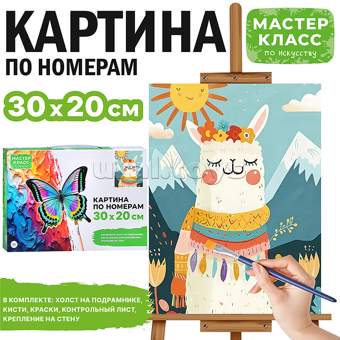 Картина по номерам MKR3020-152 "Весёлая лама" 30х20 см.