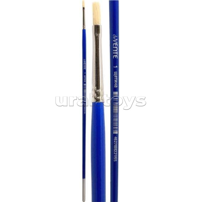 Кисть художественная "Art" щетина № 01 плоская, удлиненная деревянная ручка с многослойным лакокрасочным покрытием, никелированная обойма, индивидуальная маркировка