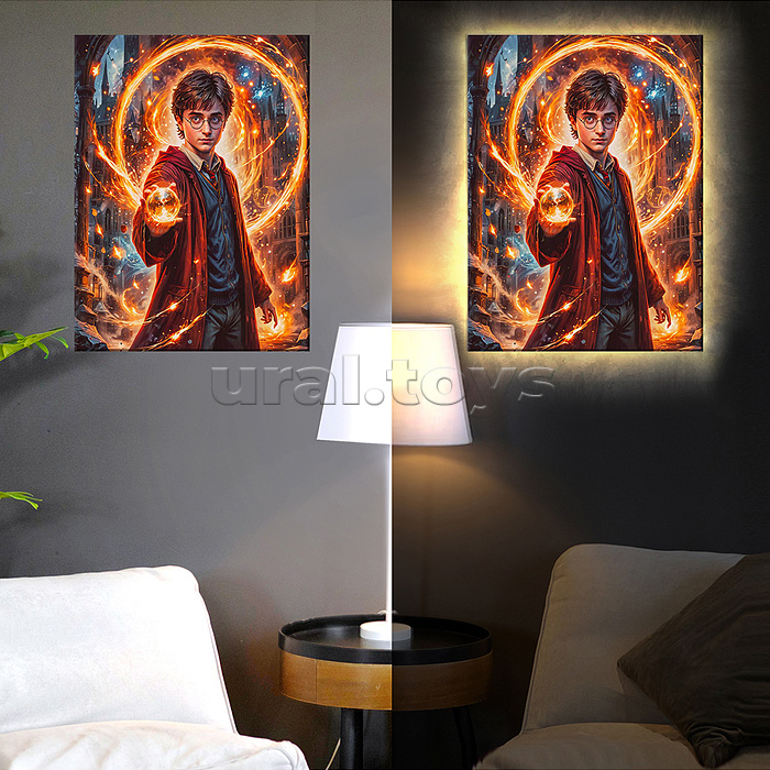 Картина по номерам 40х50 "Гарри Поттер" USB LED подсветка (24 цвета)