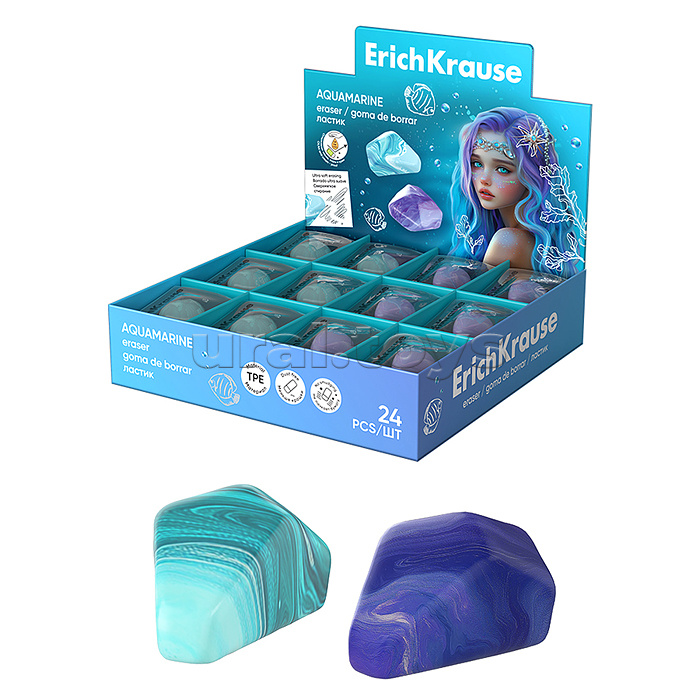 Ластик ErichKrause Aquamarine (в коробке по 24 шт.)