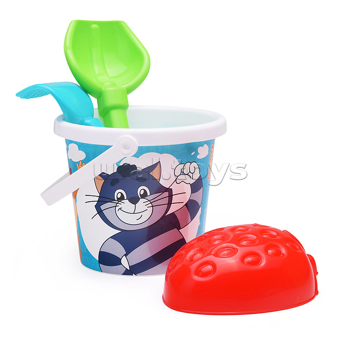 Набор "Простоквашино" №7: ведро малое с наклейкой, совок №2, грабельки №2, формочка (клубника)