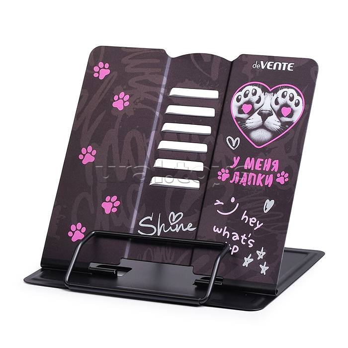 Подставка для учебников и книг "У меня лапки" 20x19 см, металлическая окрашенная, вес 430 г, с противоскользящими ножками, с полноцветным рисунком, в пластиковом пакете с европодвесом