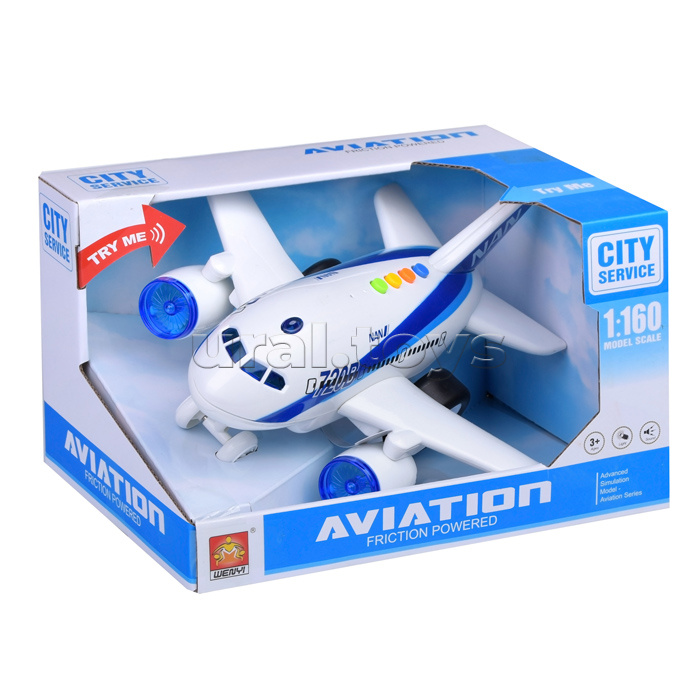 Самолет "Авиация" 1:160 (свет. звук) на батарейках, в коробке