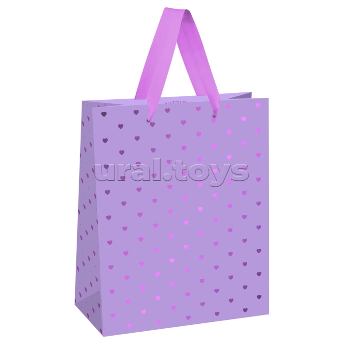 Пакет подарочный 18х23х10см "Hearts pattern" фольга, матовая ламинация