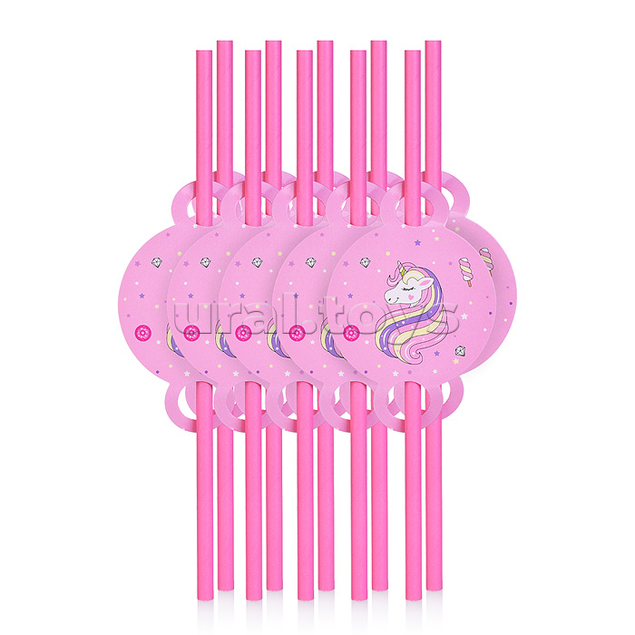 Набор посуды одноразовой "Очаровательный единорог" трубочки (10 шт.)