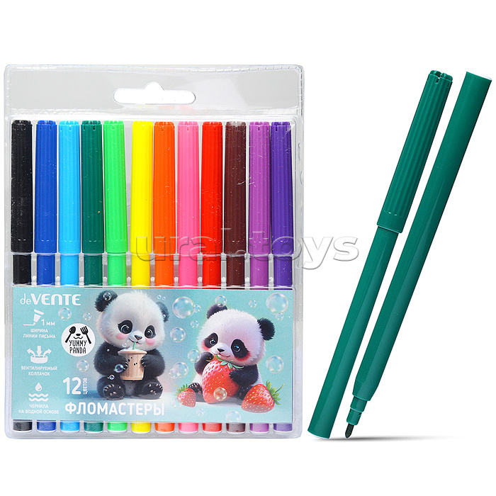 Фломастеры 12цв. "Yummy Panda" с вентилируемым колпачком, в пластиковом блистере Фломастеры 12цв. "Yummy Panda" с вентилируемым колпачком, в пластиковом блистере