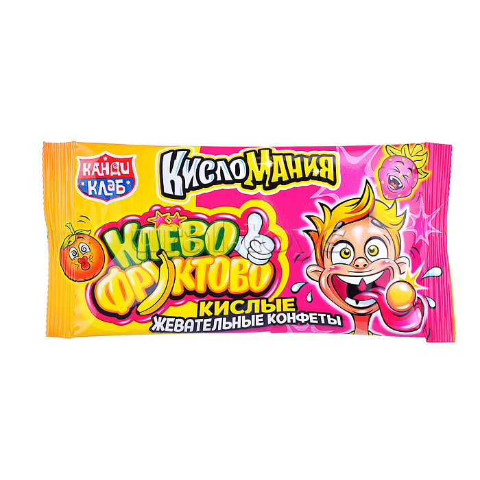 Кислые жевательные конфеты "Кисломания Клево-Фруктово" ассорти 12гр (30шт)