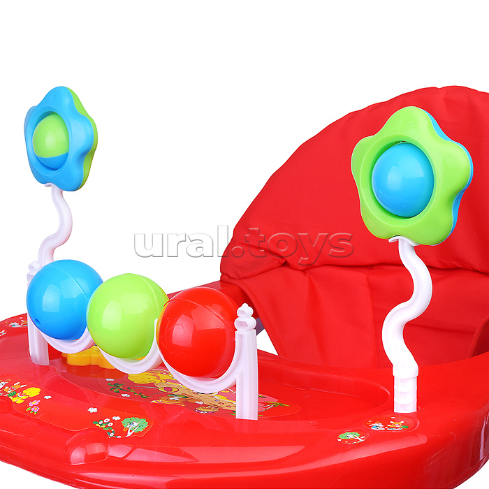 Ходунки "Шарики с цветочками" с погремушками и шарами (синий-оранжевый) в пакете