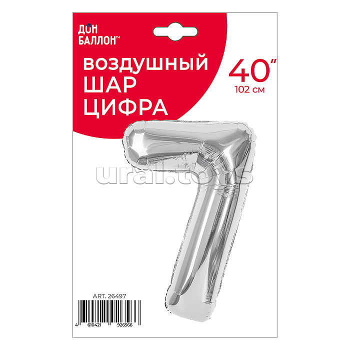 Шар (40''/102 см) Цифра, 7, Серебро, 1 шт. в уп. Шар (40''/102 см) Цифра, 7, Серебро, 1 шт. в уп.